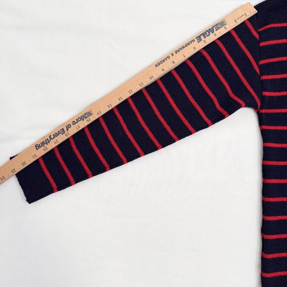 Vintage Rutland Knitwear Navy and Red Stripe British Wool Sweater Size 40/42 - Picture 9 of 12